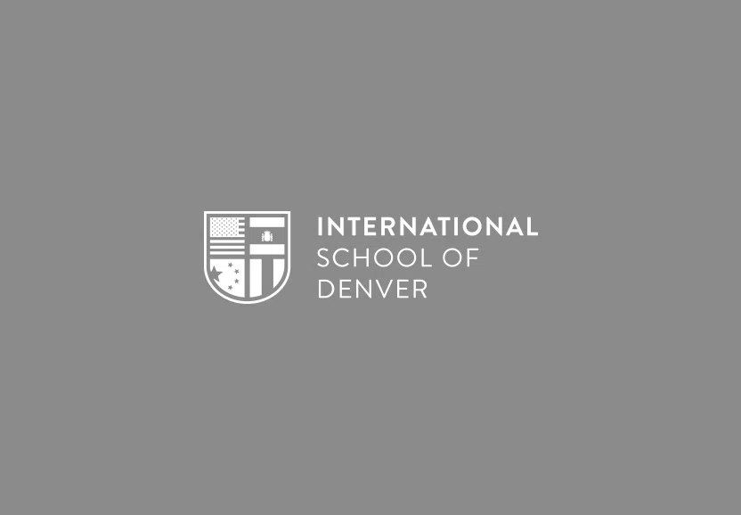 white logo spelling out 'INTERNATIONAL SCHOOL OF DENVER