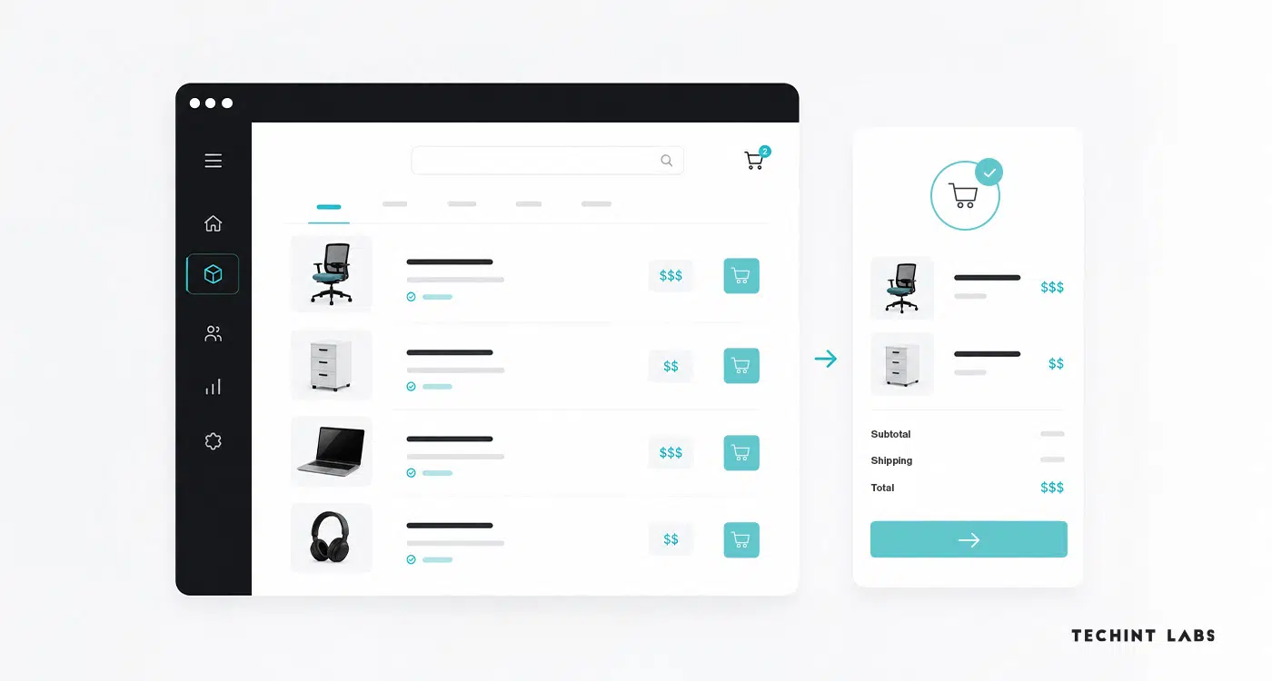 B2B ecommerce interface illustrating a frictionless online buying experience